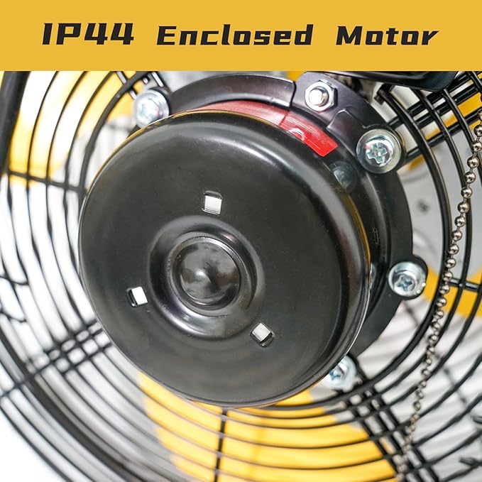 HiCFM 2500 CFM 12 Inch Industrial Wall Mount Fan, 3-Speeds High Velocity Wall fan with IP44 Enclosure Motor for Barn, Garage, Warehouse, Greenhouse and Commercial Use