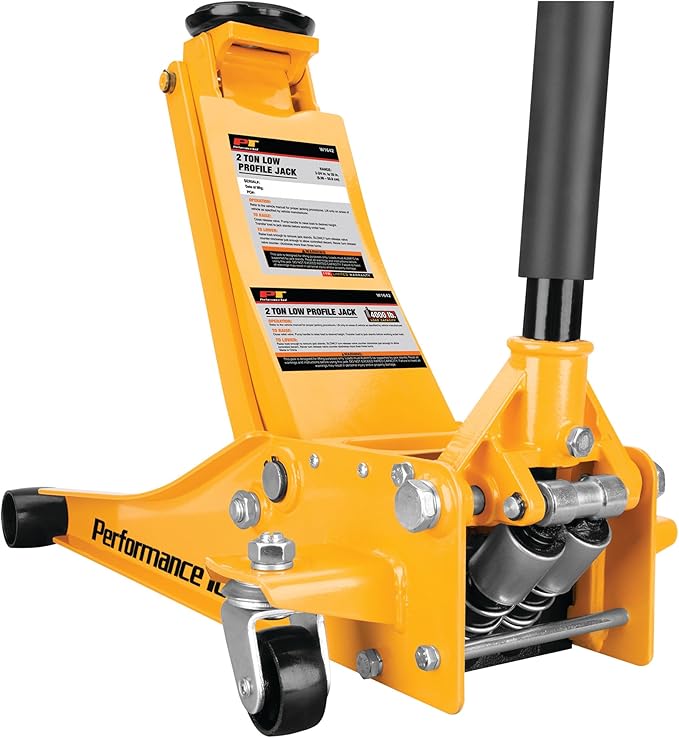 Performance Tool W1642 Professional Low-Profile Swiveling Floor Jack, 2-Ton Capacity, Lift Range 2-3/4-Inch to 20-Inch