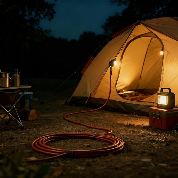15FT Brown Outdoor Extension Cord-16/3 SJTW Durable Extension Cord for Christmas Lights with 3 Prong Grounded Plug, Great for Outside Christmas Decorations