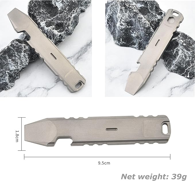 Titanium EDC Pry Bar Bottle Opener Wrench Anti-slip Crowbar with Hole Portable EDC Tool