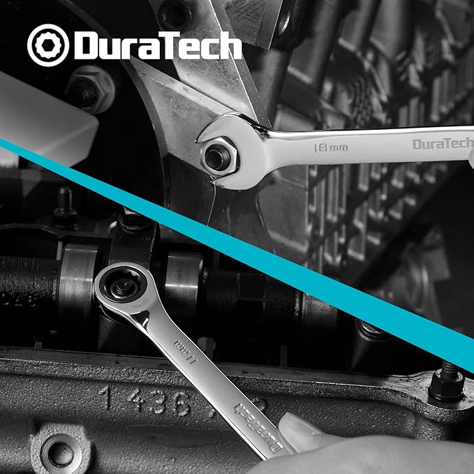 DURATECH 12-Piece Ratcheting Combination Wrench Set, 72-Tooth, Metric, 8-19mm, Cr-v Steel, Organized in Storage Case