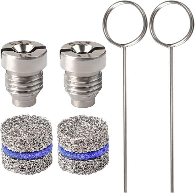 1.1 Orifice Foam Cannon Snow Maker Nozzle Foam Cannon Orifice Orifice for Foam Cannon and Foam Maker Thread Nozzle Tips Mesh Filter for Snow Foam Lance with Cleaning Tools 3000PSI 2 Packs
