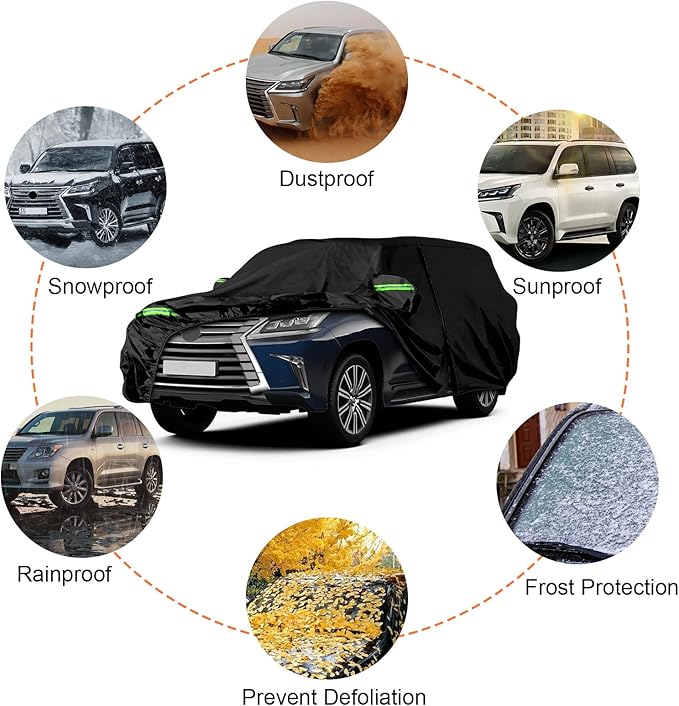Waterproof Car Cover Replace for 2008-2025 Lexus LX/Toyota Land Cruiser, 6 Layers All Weather Car Covers with Zipper Door & Windproof Bands for Snow Rain Dust Hail Protection (Land Cruiser)