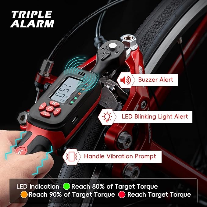 Bike Digital Torque Wrench 1/4" Drive 15-Piece Kit | 1.5-30 N.m / 1-22 Ft.lb Torque Range for MTB & Cycling Maintenance