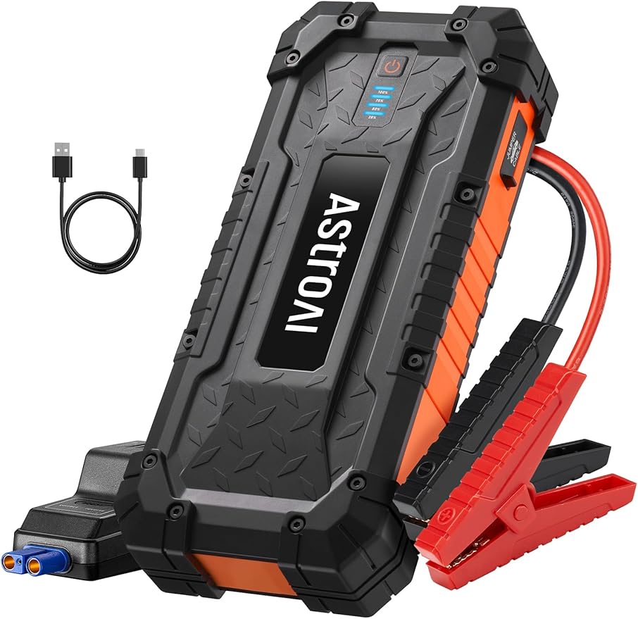 AstroAI S8 Ultra 4000A Car Jump Starter, Jump Box up to All Gas Engines & 12L Diesel, 12V Portable Power Bank with USB/Type-C Ports, 3 Modes LED Flashlight, Auto Battery Booster with Jumper Cable