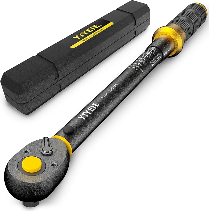 Upgrade 3/8" Drive Torque Wrench, 10-45 FT.LB/13.6-61 Nm, Click Torque Wrench for Bike, Motorcycle and Car Spark Plug, ±3% High Accuracy, with Easy-to-Use Locking Ring