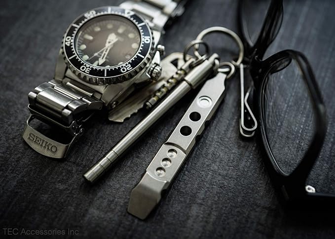 TEC Accessories Ti-Pry Mini Pry Bar Keychain - Pocket Pry Bar EDC Prybar Titanium Tool - Durable and Lightweight Mini Prybar Gear Bottle Opener Multi Tool for Men and Women (Keychain Edition)
