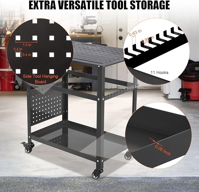 36x24 Steel Welding Table,1200 Lb Portable Welding Fixture Table for Shop,Rolling Welding Table with 5/8" Holes for Shop Garage