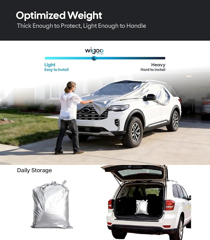 Wigoo Ford Explorer Car Cover Accessories 2006-2026, Custom Fit Waterproof All Weather Outdoor Indoor Full SUV Cover, Windproof Sun UV Rain Snow Dust Protection, Door Zipper, Reflective Strips