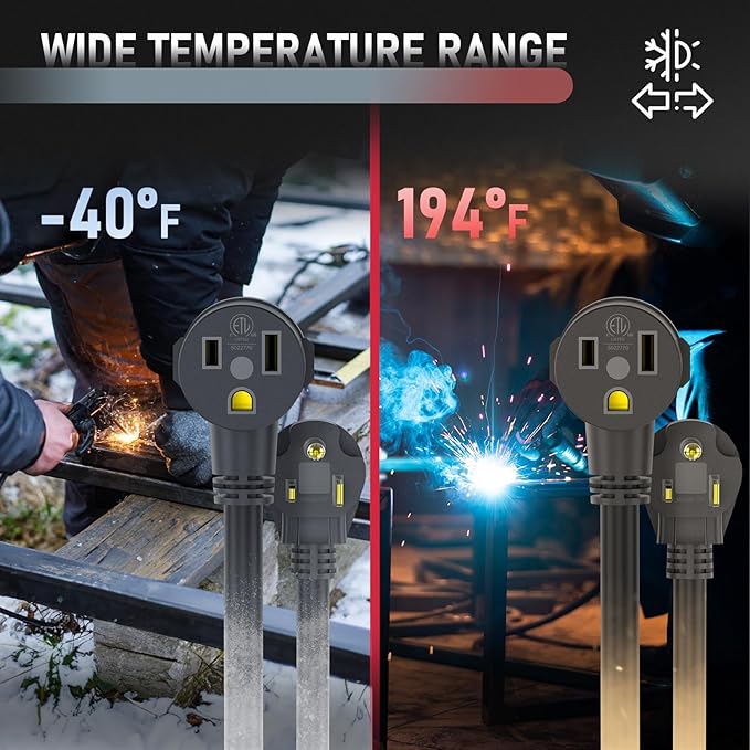 YESWELDER 25ft 250 Volt Welder Extension Cord 10 AWG Power Extension for Welding Machines, NEMA 6-50P to 6-50R