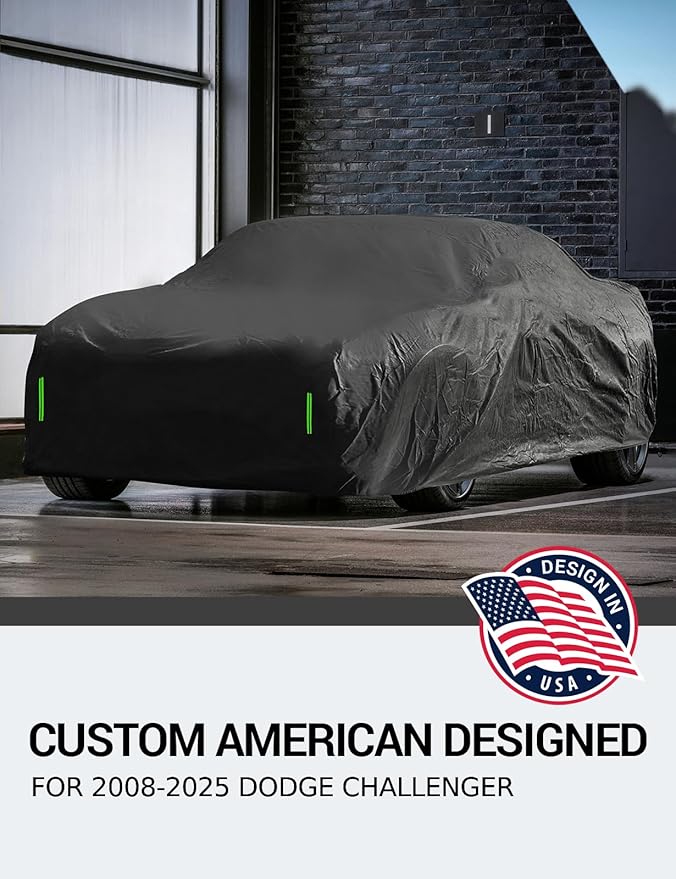 Proadsy 2026 Upgrade Car Cover Custom Fit for Dodge Challenger 2008-2023, Windproof Waterproof All Weather Protection, Sun Rain Dust Snow Outdoor Cover