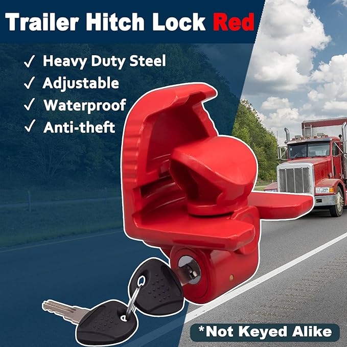 Trailer Hitch Lock 2 Pack【4 Identical Keys Keyed Alike 2 Locks】, All Keys Work on Both Locks in This Set Only, Fits 1-7/8", 2", 2-5/16" Couplers, Heavy Duty, Adjustable Anti-Theft Lock for Boat and RV