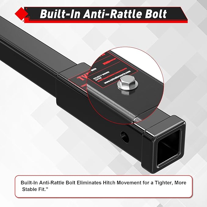 TYT Trailer Hitch Extension 18" inch, Trailer Extender for 2-inch Receiver with 5/8" Advanced Hitch Pin, 3500 lbs GTW / 350 lbs TW