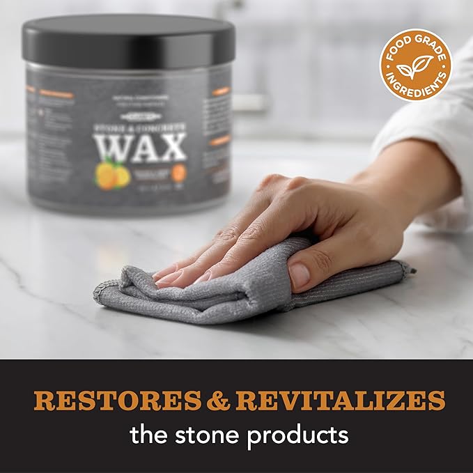 CLARK’S Natural Stone Wax - Seal and Protect Soapstone, Slate and Concrete with Carnauba and Beeswax - Use on Kitchen and Bath Countertops - Enriched with Lemon and Orange Extract, Large 32oz