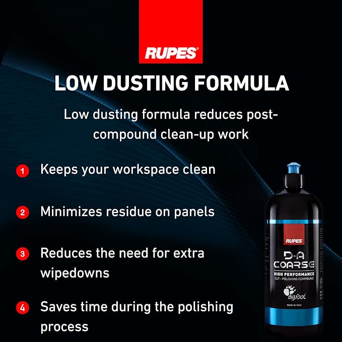 RUPES 1000 ml D-A Coarse High Performance Cut Polishing Compound for Car Detailing & Removing Scratches (Pack of 12) | Severe Defect Removal | Micro-Abrasive Technology | Removes Swirl Marks