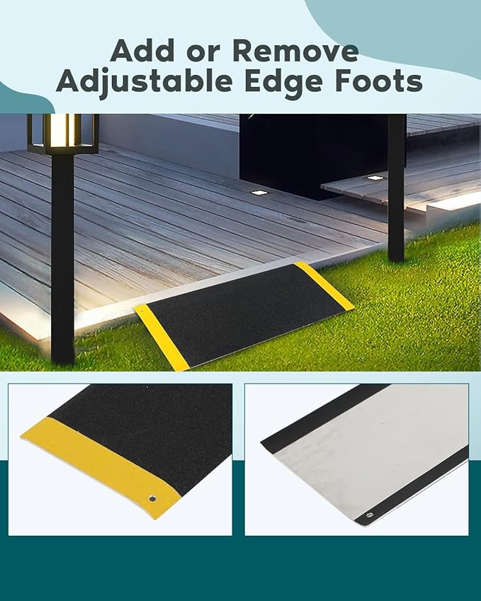 SCITOO Aluminum Threshold Ramp 15.7" L x 31.5" W, Portable and Anti-Slip Surface Wheelchair Ramp for Doorway Rated 600LBS Weight Capacity