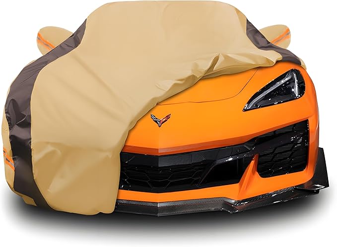 Car Cover Waterproof All Weather Compatible with Chevy Corvette C4 C5 C6 C7 C8, Outdoor Anti-UV Sun Rain Protection Full Exterior Cover