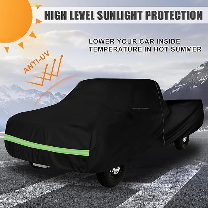 Waterproof Truck Cover Compatible with 1972-1993 Dodge Ram D/W Series D100/150/200/250/300 Standard Cab Long 8ft Bed, 420D All Weather Truck Covers with Zipper Door for Snow Rain Protection