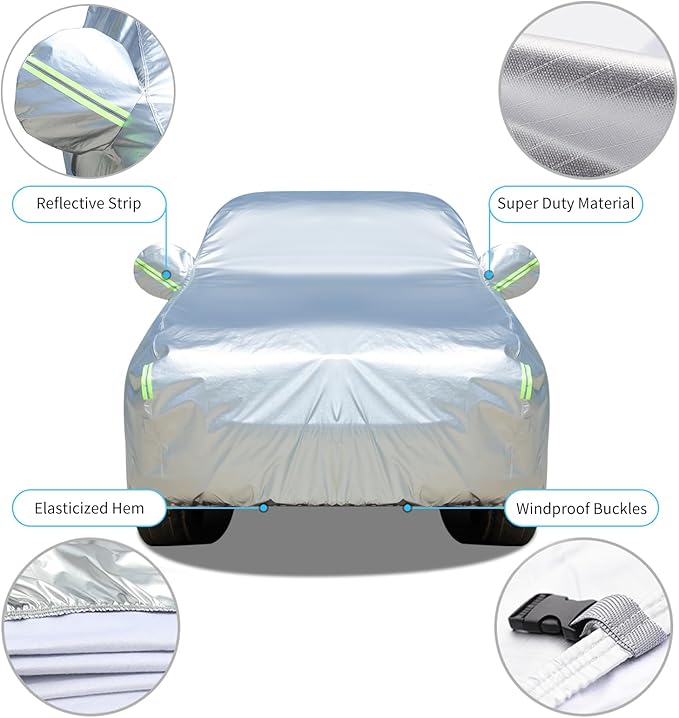 Tecoom Truck Cover Waterproof All Weather, Heavy Duty Pickup Cover Universal Fit for Ford F150, Toyota Tundra, Ram 1500, Chevy Silverado, Gmc Sierra 1500, Full Size Truck Length Up to 212"
