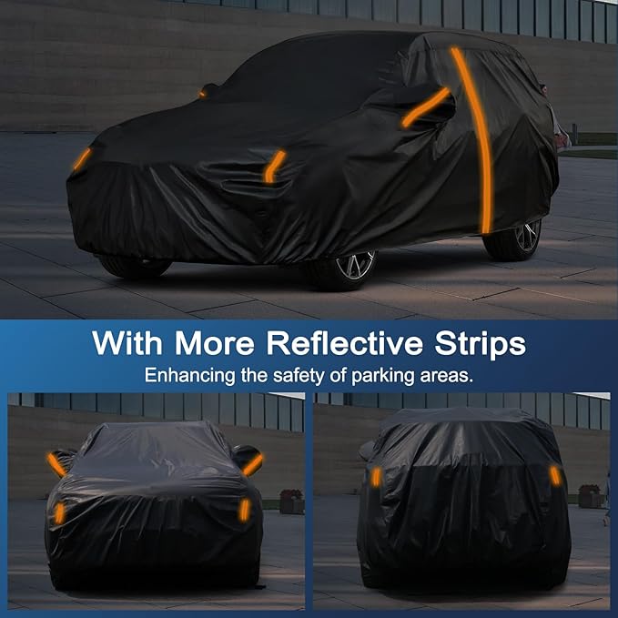 Car Cover for Ford Explorer 1991-2025, SUV Full Car Cover Waterproof All Weather for Automobiles, Outdoor Sun Rain UV Snow Dust Protection, Custom Fit with Driver Door Zipper and Reflective Strips