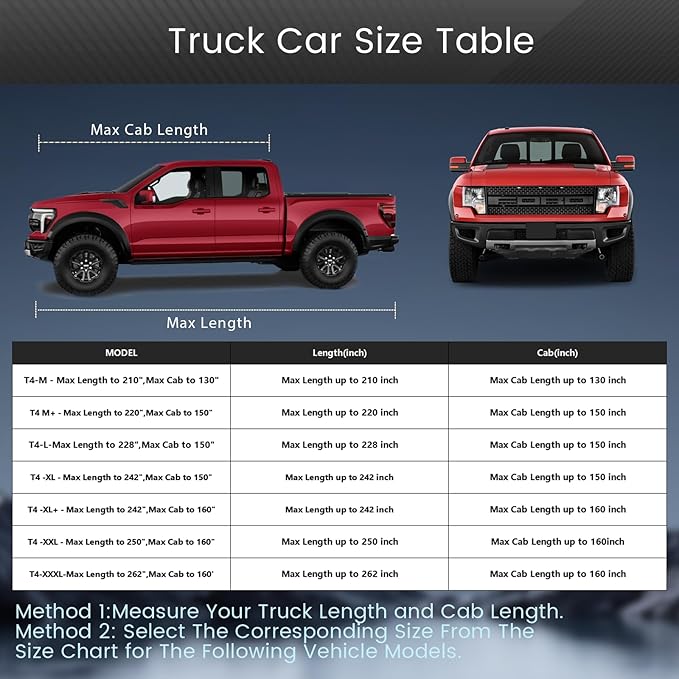 Car Cover Waterproof All Weather, Truck Cover Universal Fit Toyota Tacoma/Tundra, Ford F Series, Chevy Silverado/Colorado, GMC Sierra, Dodge Ram, Nissan Frontier etc, See Chart(Length 229"-242").