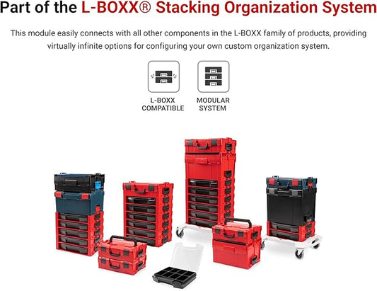 TEKTON 6-Drawer Rolling Stack with Shallow Tool Box (L-BOXX 1) and Organizer Bins | OLB99204