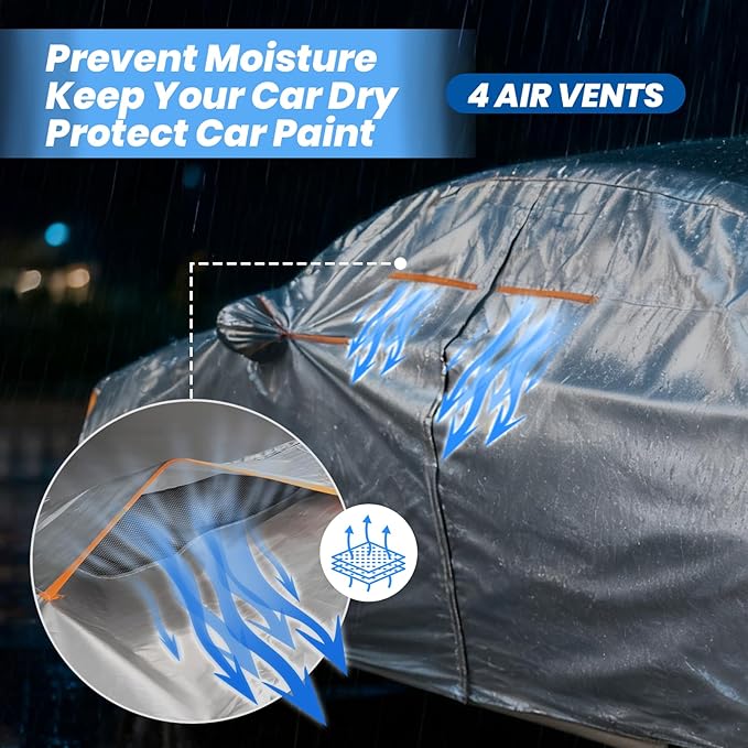 Favoto SUV Car Cover for Automobiles - All Weather Waterproof Outdoor UV Rain Snow Protection 210D Oxford with Air Vent Breathable Full Exterior Covers Universal Fit for SUV (185-195 inch)