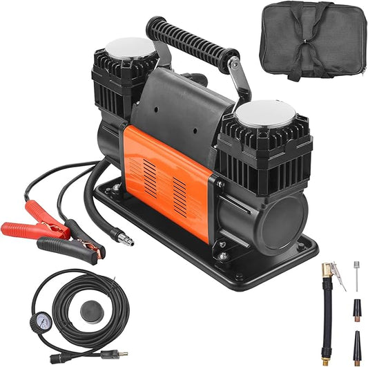 VEVOR 10.6 CFM Heavy Duty Air Compressor, 30s Fast Inflation | Dual-Cylinder Portable Tire Inflator, 12V 150PSI Offroad Air Pump with Adapters for Trucks Car SUV 4 x 4 Vehicle RV