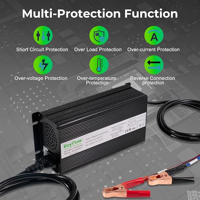 24V 15A LiFePO4 Battery Charger, RoyPow 24V Lithium LiFePO4 Battery Charger 29.2V Lithium Battery Chargers, 15A Smart Battery Maintainer, Designed for 24V LiFePO4 Deep Cycle Rechargeable Batteries
