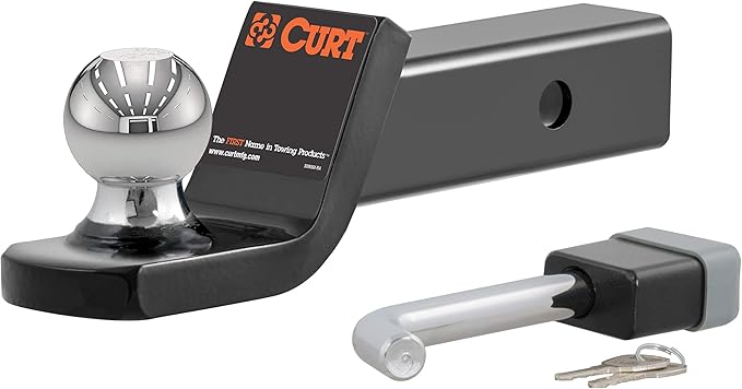 CURT 45141 Trailer Hitch Mount, 2-Inch Ball, Lock, Fits 2-In Receiver, 7,500 lbs, 2" Drop