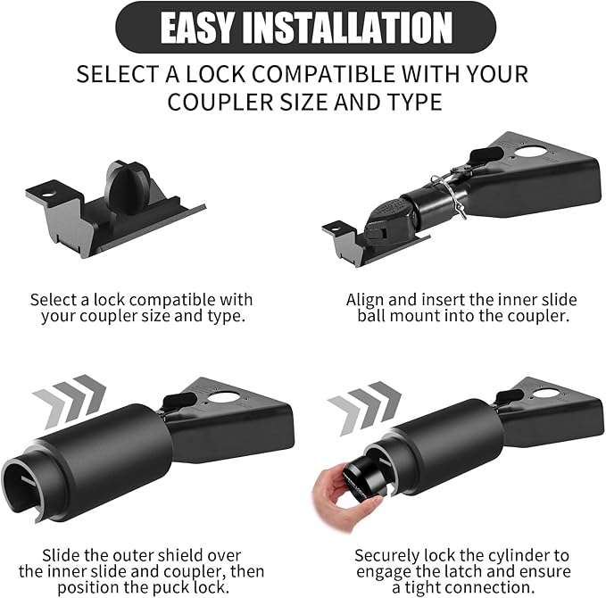 2178-B Heavy Duty Trailer Hitch Lock 2 Inch Bulldog or Ram Ball Coupler Anti-Theft,Travel RV/Camper/Boat/Truck/ATV/UTV/Flatbed/Cargo/Dump/Utility Trailer Tongue Lock Secure Design