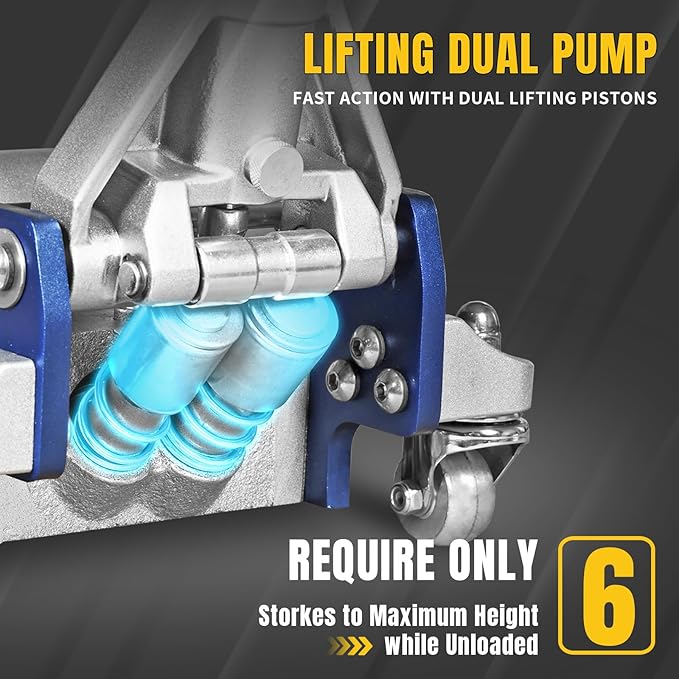 YELLOW JACKET 3 Ton Floor Jack Full Aluminum Ultra Lightweight Quick Rise Racing Floor Car Jack with Dual Pump Fast Lifting Low Profile Jack for Vehicle,6600 lbs Capacity
