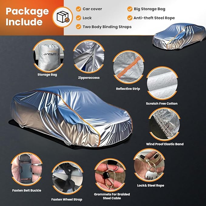Outdoor Small Car Cover Waterproof All Weather Sport Car Cover for Automobiles Durable Bright Silver FIT Subaru BRZ BMW Z4 Under 179"