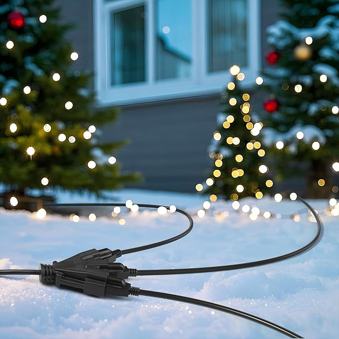 BN-Link's 2 Pack Outdoor Extension Cord Set is Ideal for Holiday Yard Decorations and Garden Equipment. with Three outlets You can Plug in Loads up to a Total of 13amps/1625watts. (Black, 25ft)