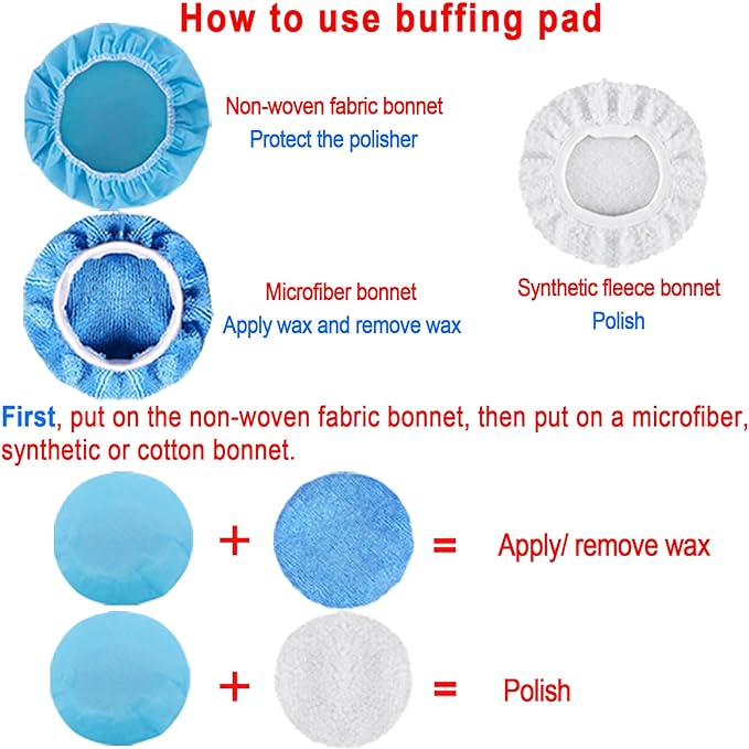 SIQUK 23 Pieces 5 Inch Buffing Pads Car Polisher Bonnets Foam Polishing Pad Kit Wax Buffer Polish Pads Car Buffer Attachment for Drill