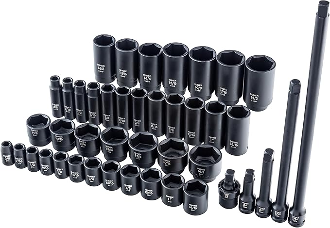 43PC 1/2" DR AE IMP SOCKET SET, Black