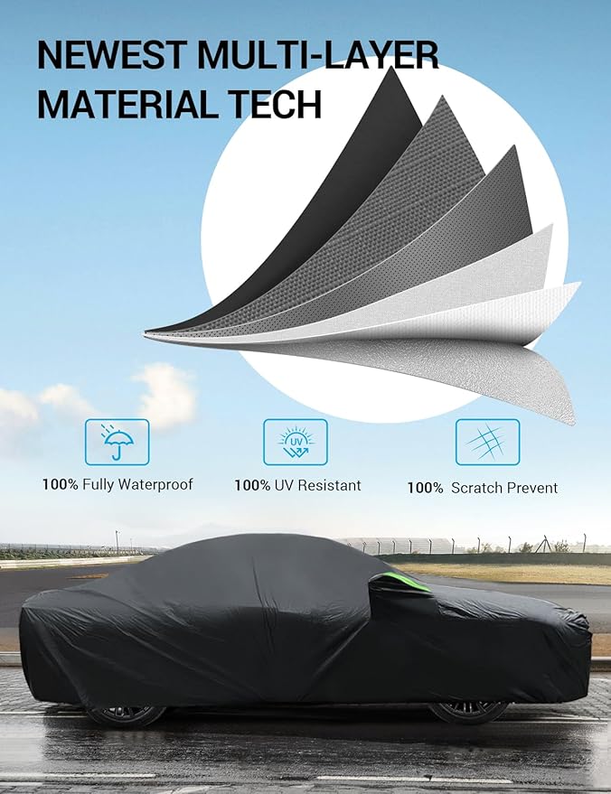 Proadsy 2026 Upgrade Car Cover for Honda Accord 2019-2025 2026, Waterproof All Weather for Automobiles, Windproof Snowproof Rain Hail Sun UV Protection Full Outdoor Indoor Exterior Car Covers, Black