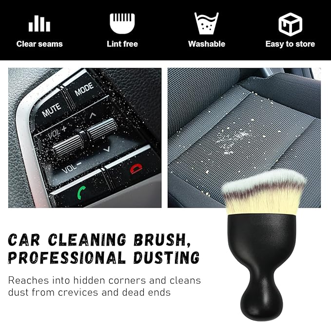 Ziciner Car Detailing Brush, Curved Soft Bristles Auto Removal Dust Collectors, Universal Vehicle Dashboard, Air Conditioner Vents etc Interior Cleaning Tool Accessories (Beige)