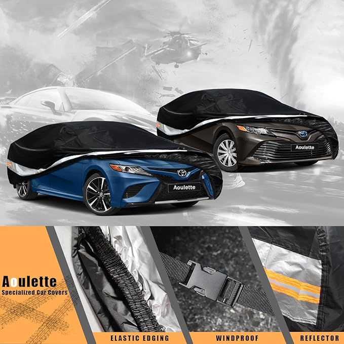 Toyota Car Cover Custom Fit for Toyota Camry/Solara, Waterproof Car Cover for Automobiles All Weather, Lightweight Full Exterior Cover Outdoor Sun Rain Dust Snow Wind Protection.