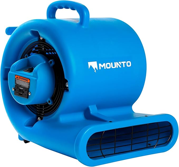 Mounto 1/3hp Air Mover 2000cfm Carpet Dryer Blower Floor Drying Fan - 3-Speed Air Mover w/Dual GFCI Outlet, 25ft Power Cord for Drying, Cooling, Air Circulation