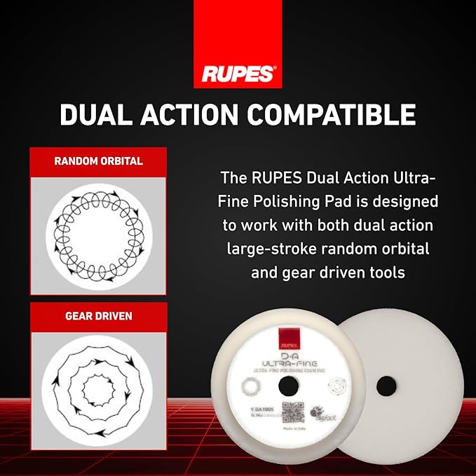 RUPES 9.DA100S Pack of 48 White D-A Ultra-Fine Polishing Foam Pads 100mm | Ideal for Paint Correction | Extremely Fine Defect Removal | Compatible with 4" Backing Plate