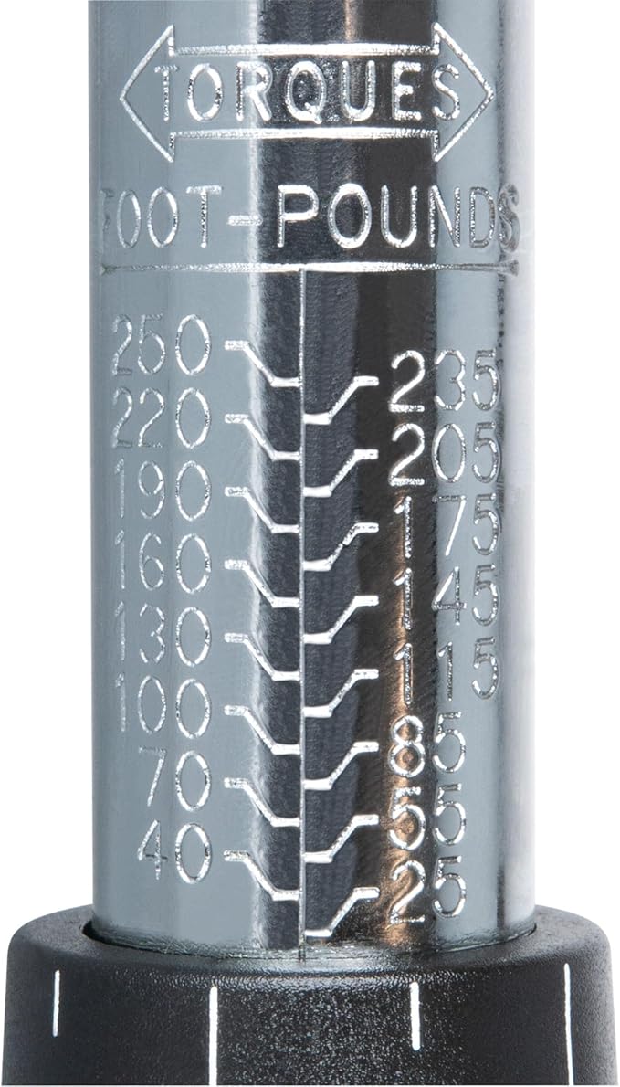 Performance Tool M199 1/2-Inch Drive Click Torque Wrench With Patented Torque Adjusting Locking Collar (25 to 250 ft/lb)