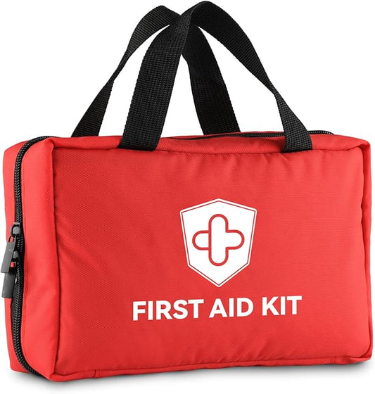 First Aid Kit - Trauma Kit with Essential Emergency Medical Supplies, Waterproof Travel First Aid Kit, Simple and Portable Emergency Kit for Home, Dorm, Outdoor, Car (Bright red)