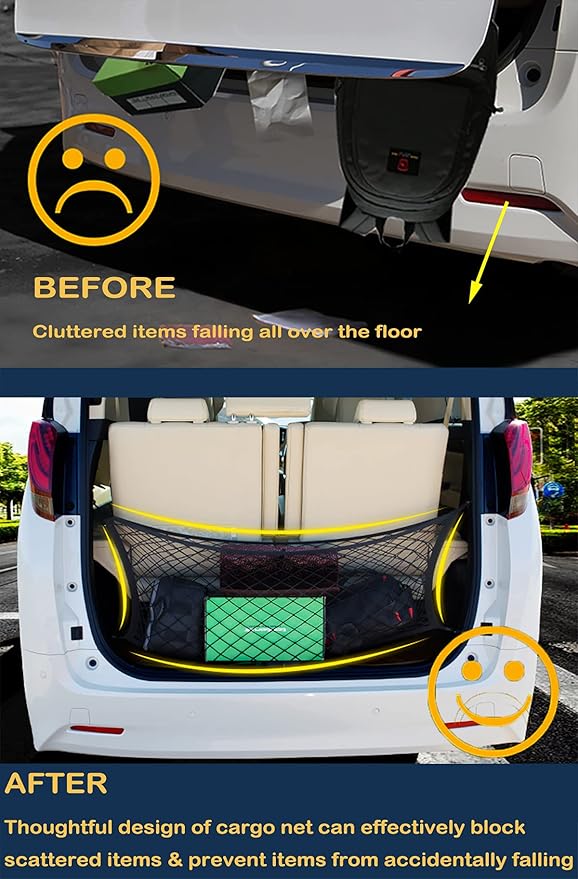 Envelope Style Cargo Trunk Net Compatible with Ford Explorer Base ST XLT New 2026 2025 2024 2023 2022 2021 2020 2019 2018 2017 2016 2015 2014-2011 Car Rear Nylon Mesh Tailgate Netting