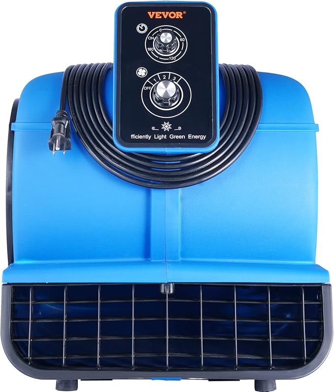 VEVOR Air Mover, 1/2 HP 2600 CFM Carpet Dryer for Cooling and Ventilating, Portable Floor Blower Fan with 4 Blowing Angles and Time Function, for Janitorial, Home, Commercial Use