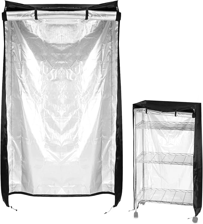 QWORK Storage Shelving Unit Cover, Wire Rack Cover for Shelf 36X14X72in, 210D Oxford Cloth, Keeps Rack Clean, for Home, Office, Storage and Garage, Black