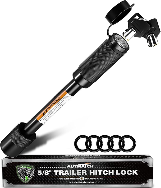 AUTMATCH Trailer Hitch Lock 5/8" - 3" Extra Long Span & Anti-Theft Hitch Locking Pin, Fits Class III IV 2" Receivers, Heavy Duty Towing Lock Pin for Jeep, Trailer, Truck, RV, Bike Rack, Black