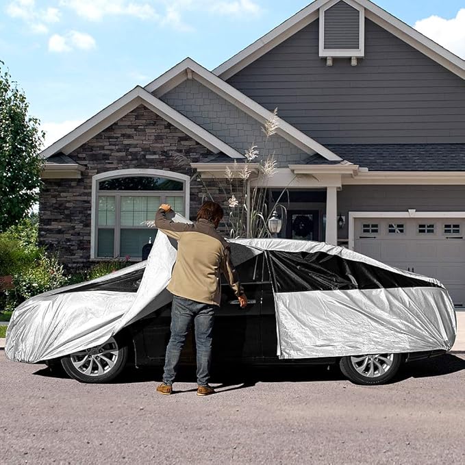 Titan Premium Multi-Layer PEVA Car Cover for Compact Sedans 176-185". Waterproof, UV Protection, Anti-Scratch Protective Lining, Driver-Side Zippered Opening. Fits Corolla, Sentra, Cruz and More.