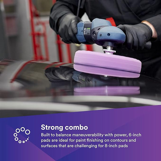 3M Perfect It 1 Step Foam Finishing Pad, 33034, Quick Connect, Surface Buffing, Collision Repair, High Gloss Polish, 6 in
