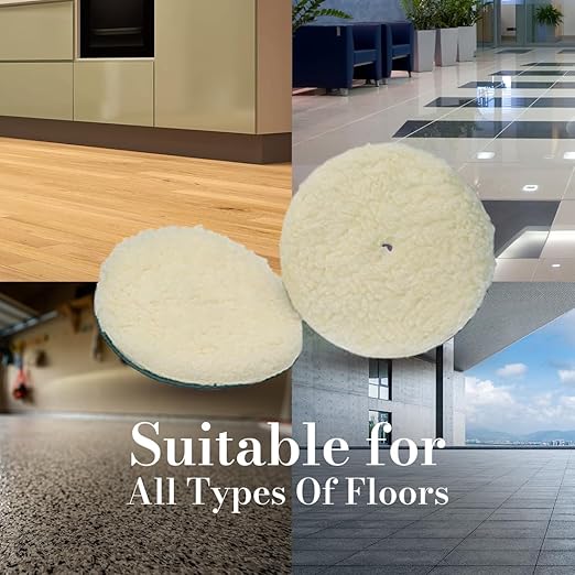 Koblenz Lambswool Pads with Foam Backing, Fits Most 6" Home Floor Buffer Machines, Two Polishing Pads with Two Plastic Replacement Retainer Clips, 45-0102-9